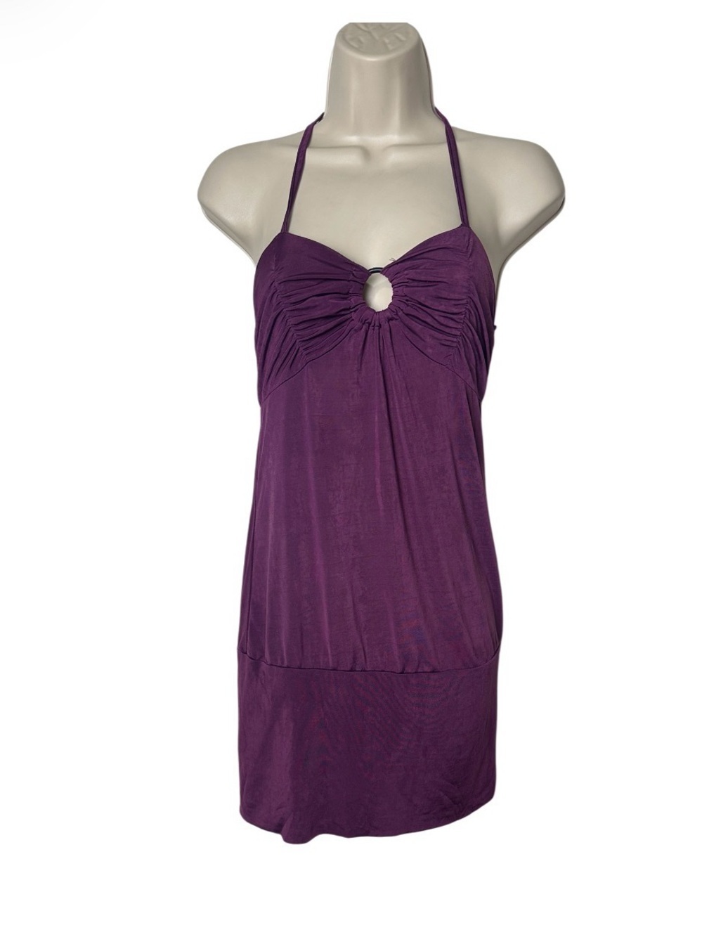 Purple Halter Mini Dress with Ring Detail